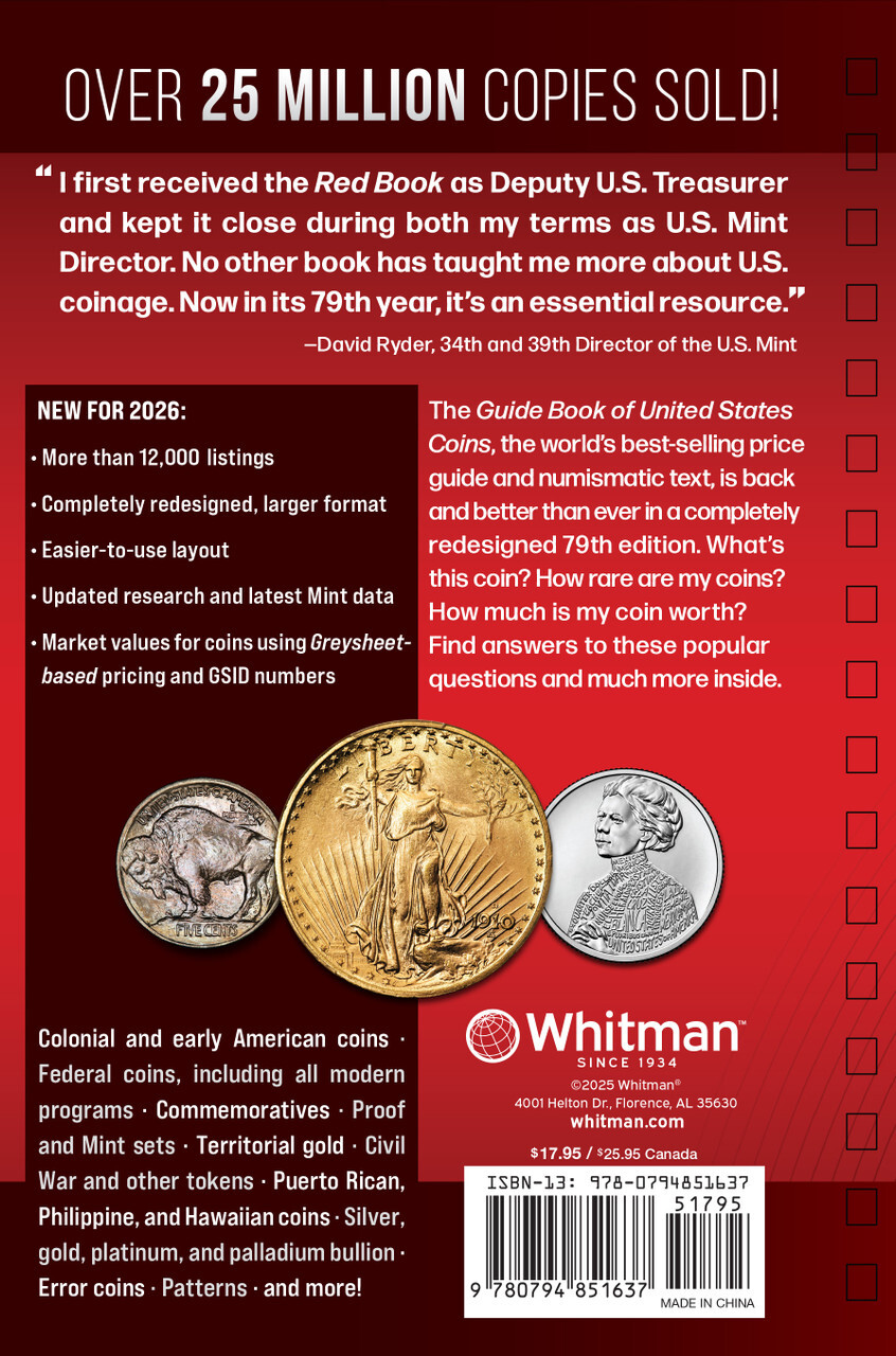 Guide Book of United States Coins Red Book 2026 Spiral Guide