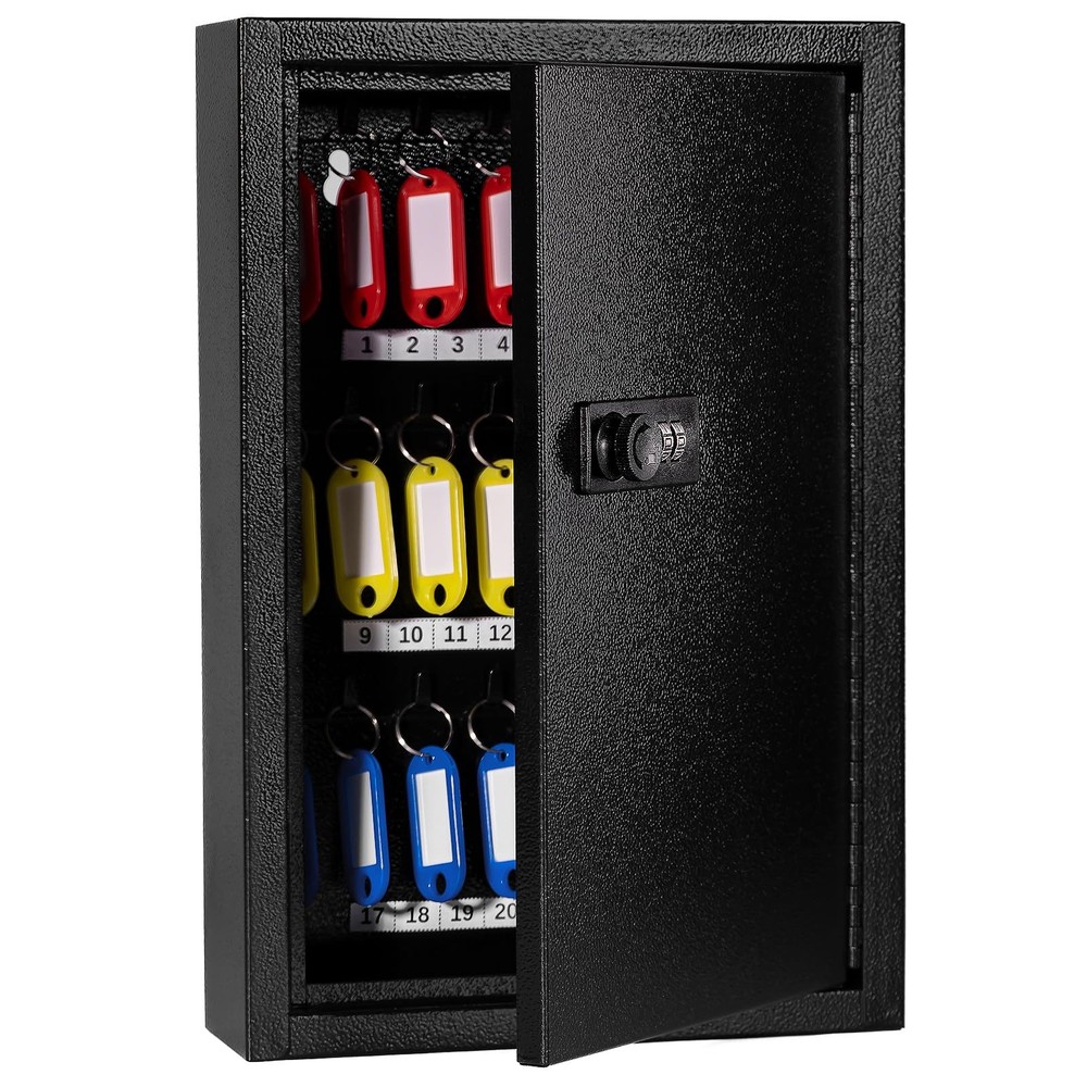Key Box Wall Mount with Code, Key Cabinet Lock Box for 40 Keys, Metal Key Sto...
