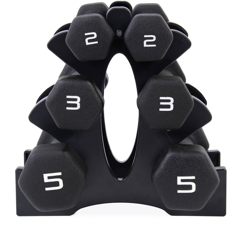 20lb Neoprene Dumbbell Set with Rack, Black