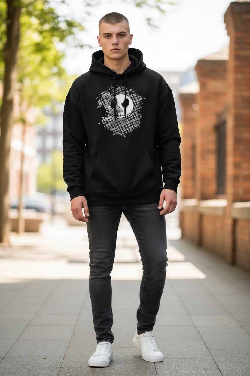 Nightmare Before Christmas Black Hoodie Disney Jack Skellington XL  Pullover