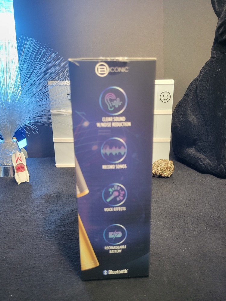 Biconic Wireless Bluetooth Karaoke Microphone Speaker Gold Rechargeable