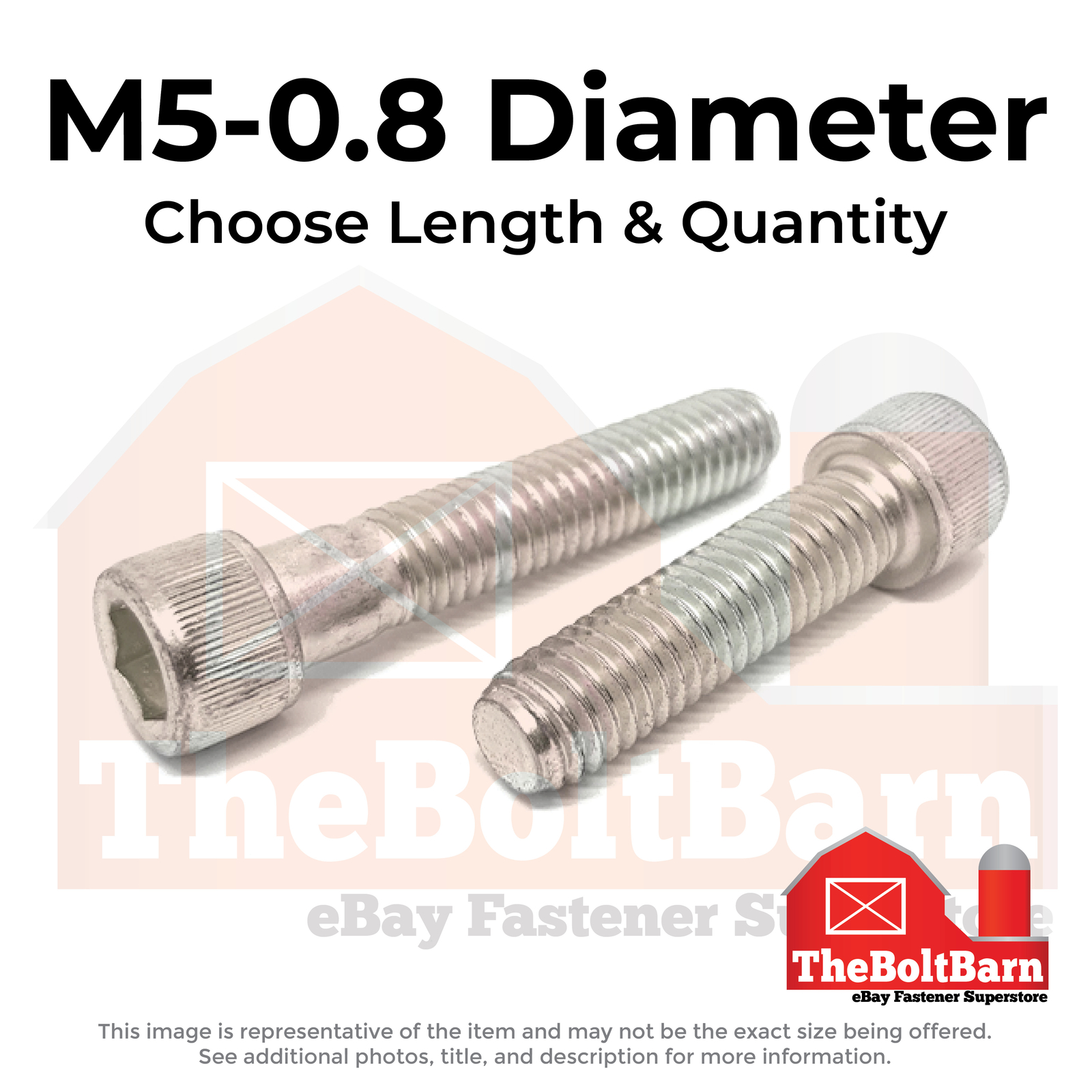 M5-0.8 Metric Stainless Coarse Socket Head Cap Screws (Choose Length & Qty)