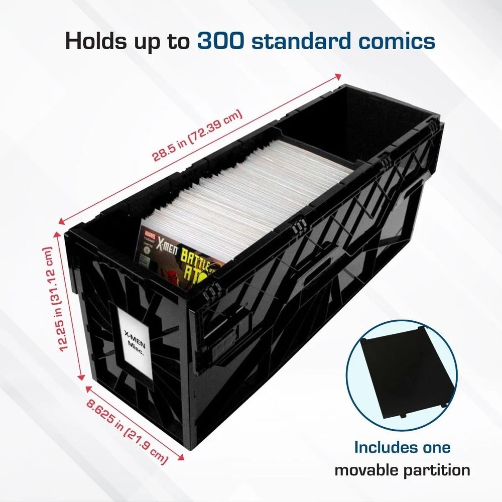 2 BCW LONG Comic Book Storage Bin Heavy Duty Plastic Box Stackable Hold 300 Bags