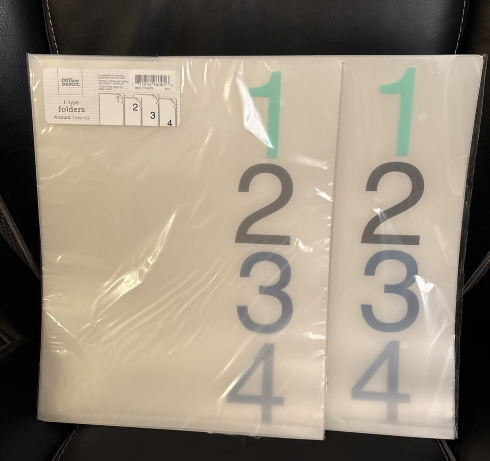 Office Depot L-Type Folders Clear, 4 count