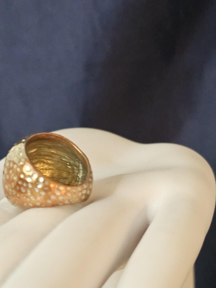 Vintage Hammered Copper with Silver overlay Dome Ring