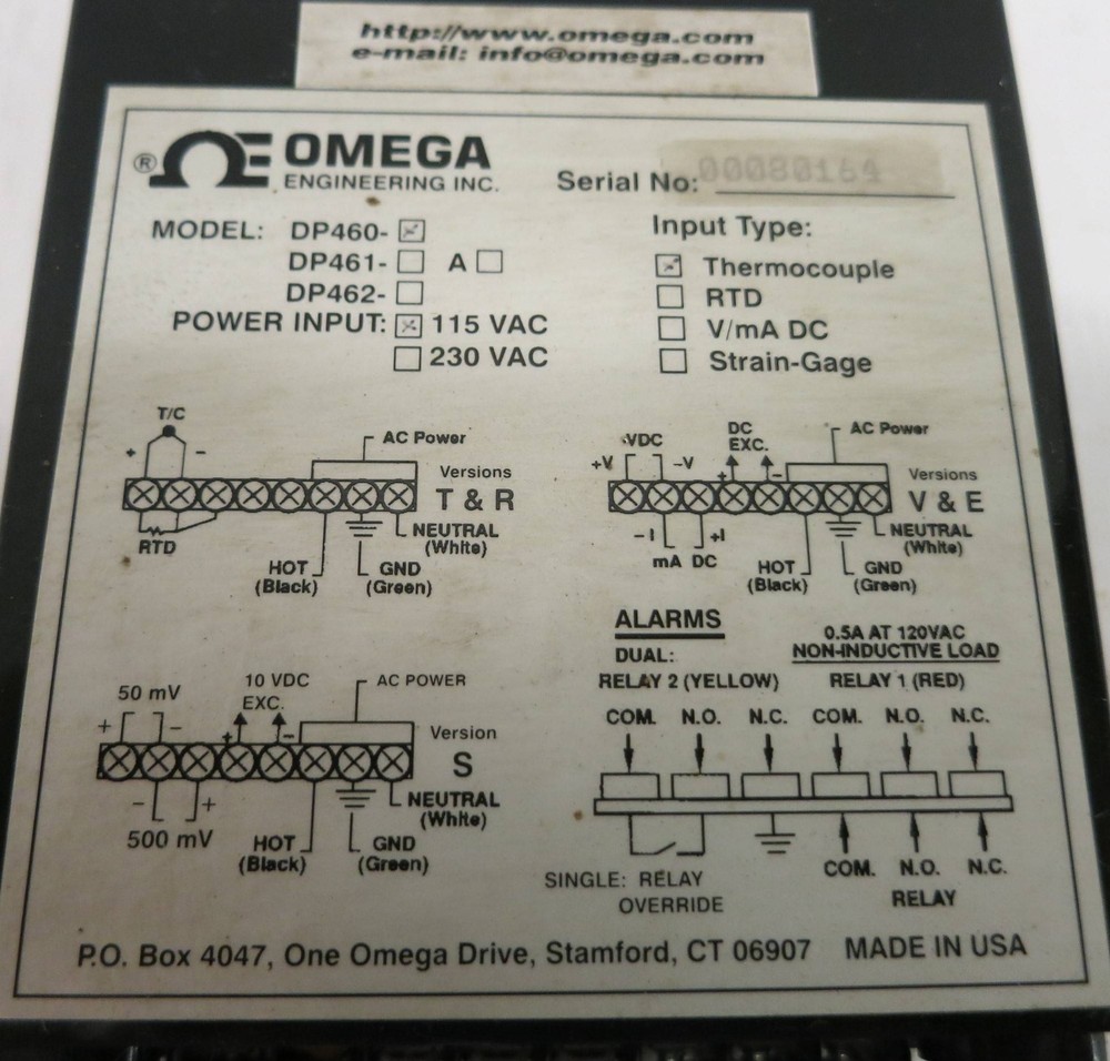 Omega Engineering Inc DP460 115VAC Input Type: Thermocouple