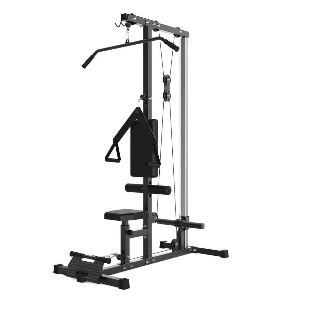 LAT Pulldown Pulley Machine,Cable Attachment Station W/Adjustable Leg Support Gy
