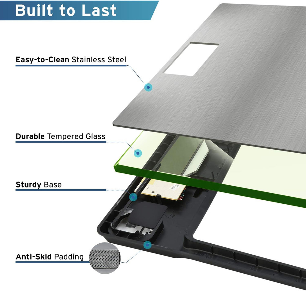 Stainless Steel Digital Bathroom Scale with Step-On Technology