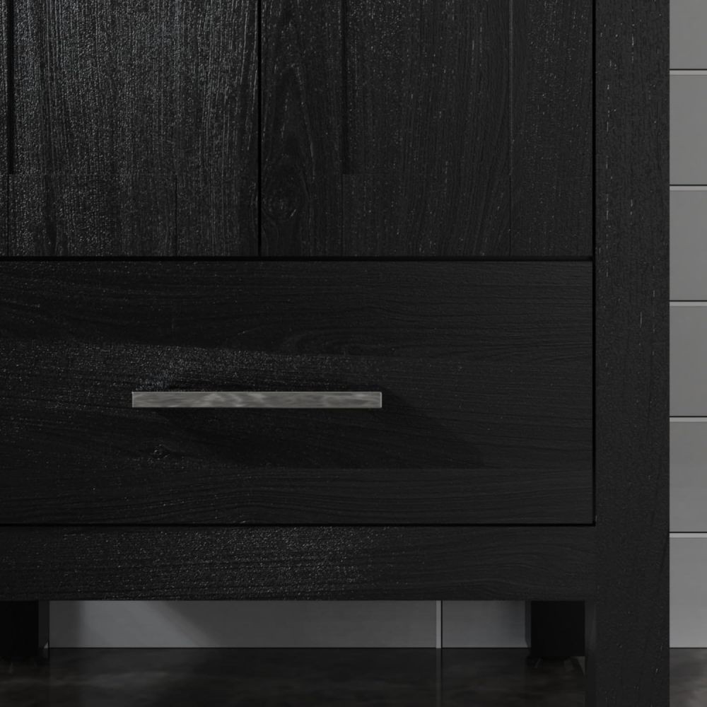 Bathroom vanity with white countertop and ceramic basin