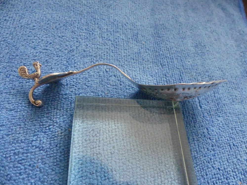 18th Century Dutch Silver Caddy Spoon Crowned Leopard Head
