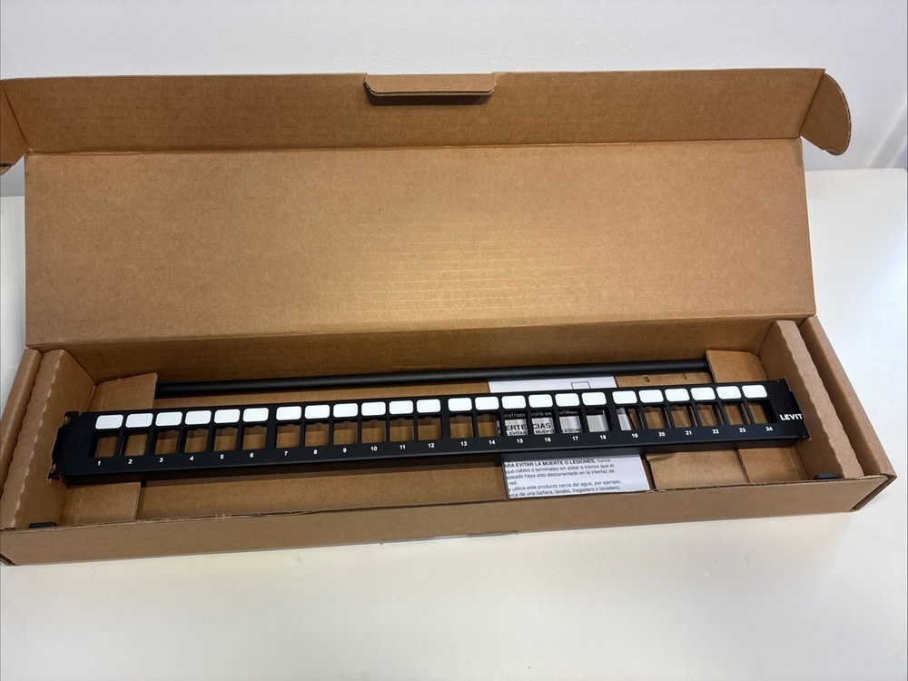 Leviton 49255-H24 Flat Quickport Patch Panel 24-Port 1RU Black