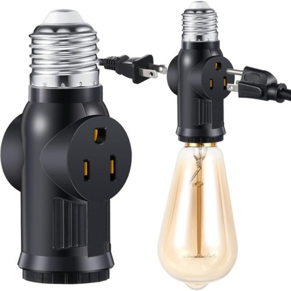 E26/E27 Light Socket to Plug Adapter 2/3 Prong Light Bulb Outlet Plug Converter