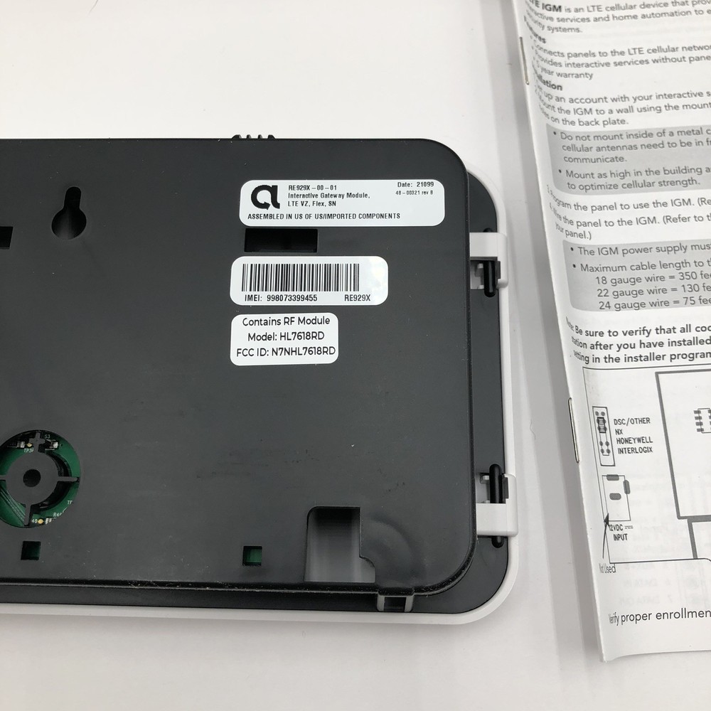 Alula Interactive Gateway Module RE929X-00-01 LTE VZ, Flex, SN Gateway Module