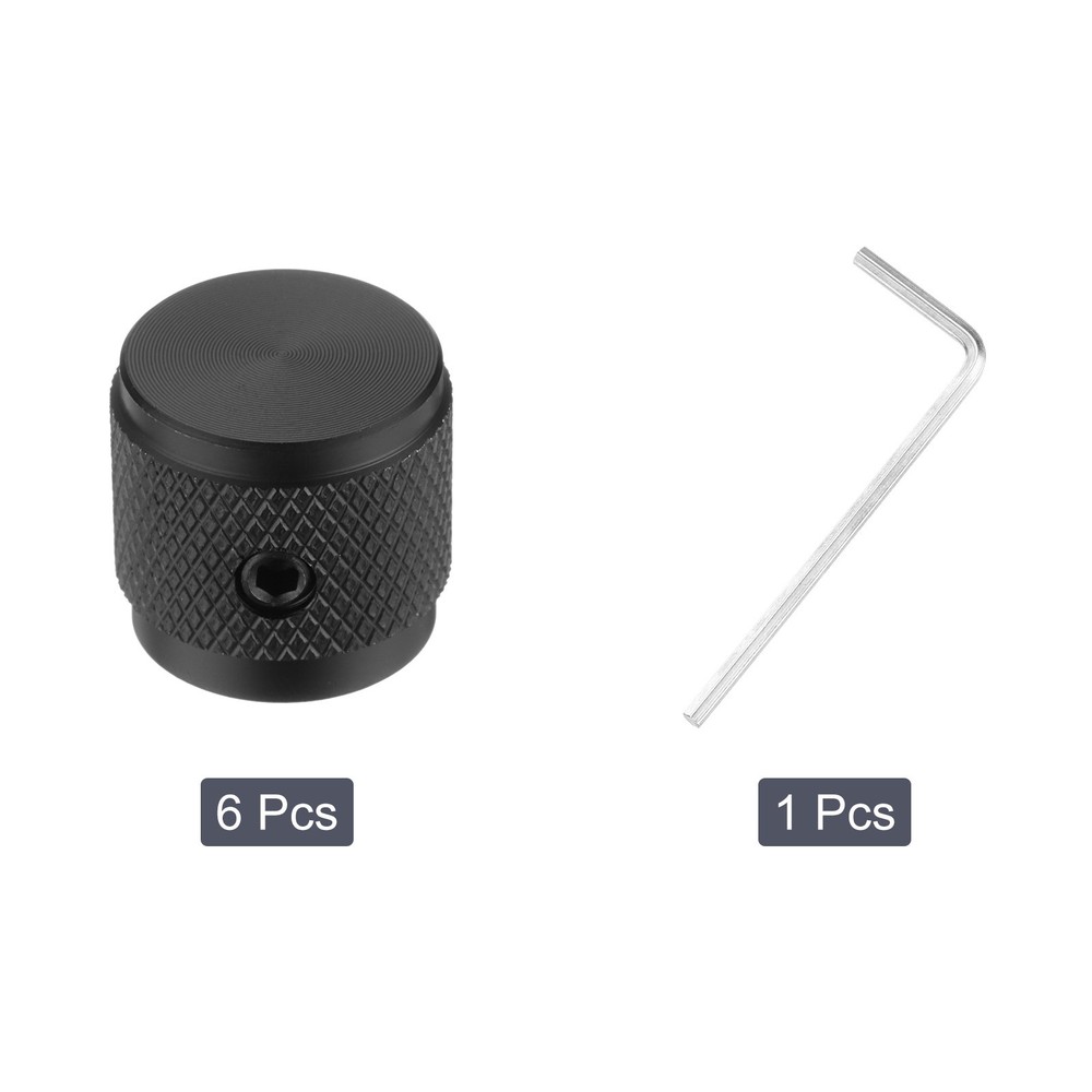 6PCS Guitar Knobs Metal, Volume Tone Control Dome Knobs 1/4" x 5/8", Black