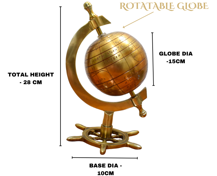 Intricately Designed Brass Rotatable Globe: A Timeless Masterpiece for Geography