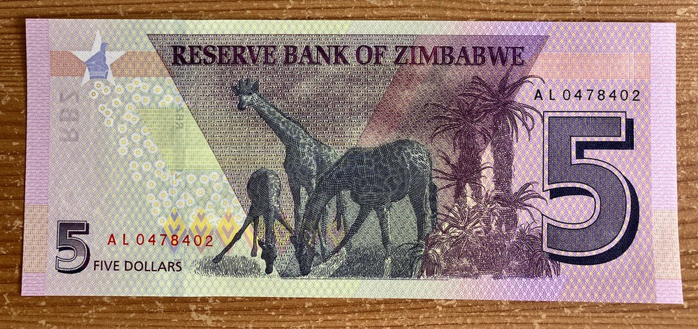 ZIMBABWE - 2019 5 Dollars UNC Banknote