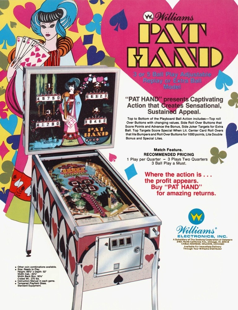 1975 Williams Pat Hand Pinball Machine Rubber Ring Kit