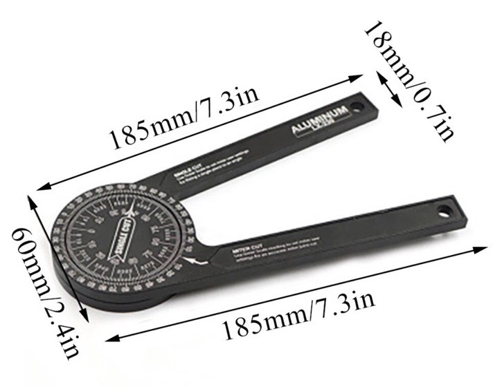 Miter Cut Saw Protractor | 7-Inch Rust Proof Angle Finder Precision Laser | New!