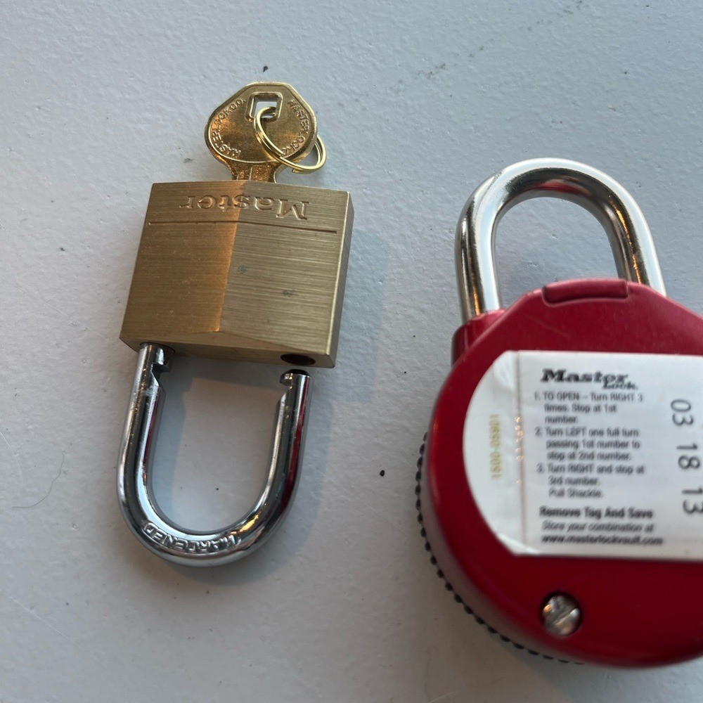 Masters Brass and Red Padlock Set