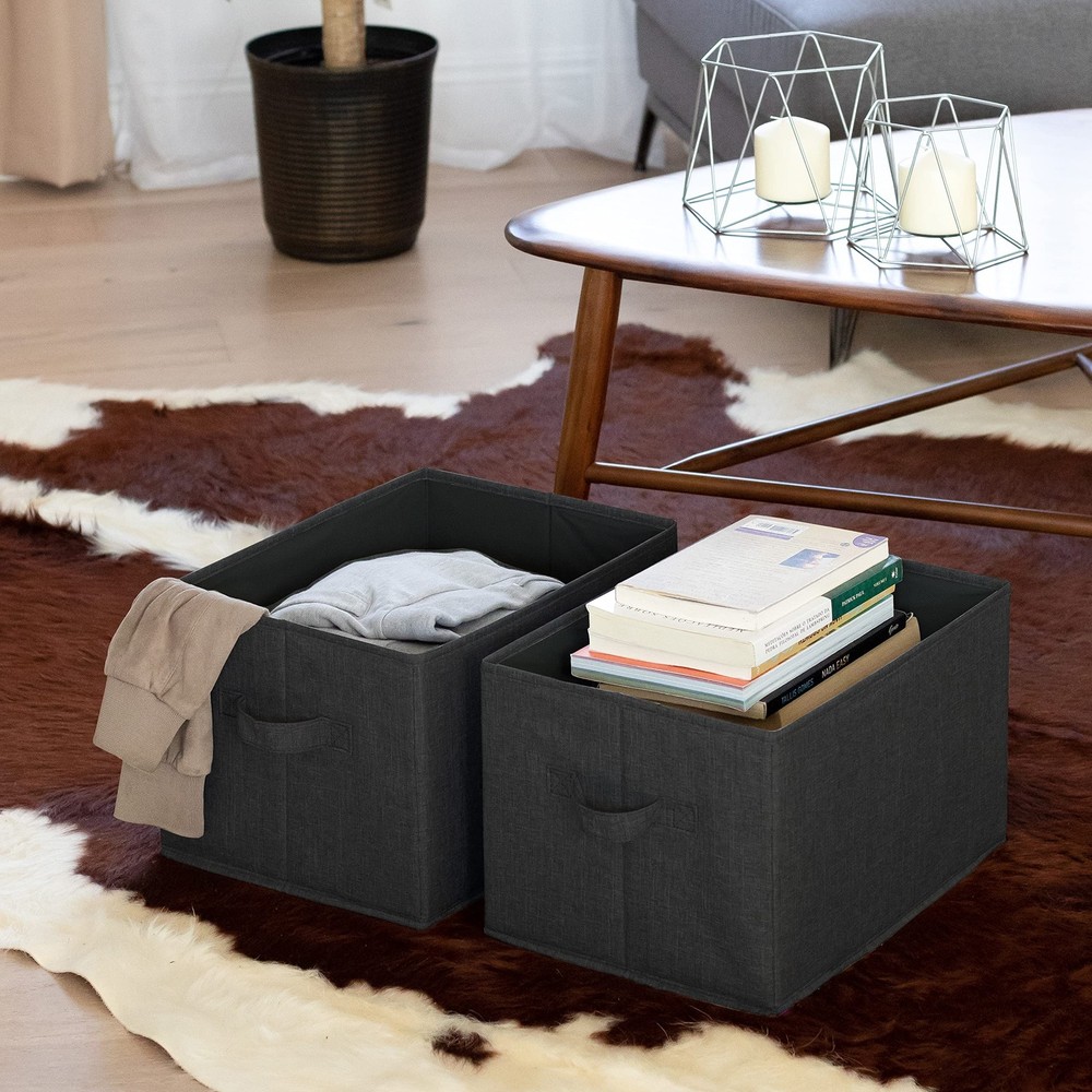 Storage Baskets - 4 Pack - Sturdy Large Fabric Bins | Foldable Organizing Bas...