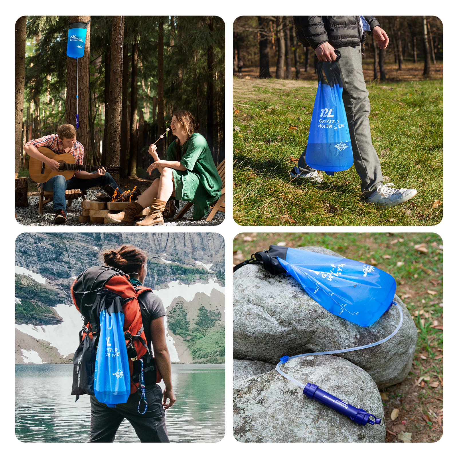 Water Filter Straw 3L/1Gal/6L/12L Gravity-Fed Water Bag for Backpacking Survival