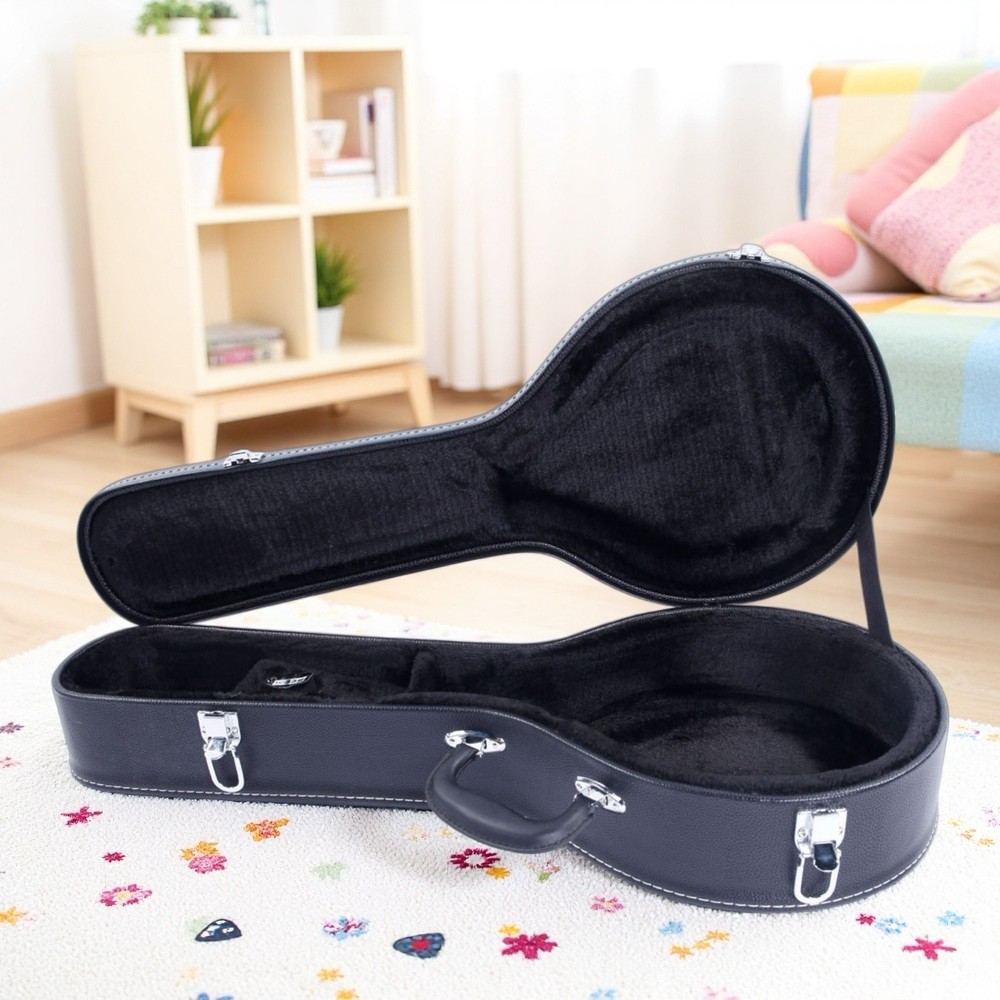 A-Style Mandolin Hardshell Case - Contoured Padded Lockable Black Finish