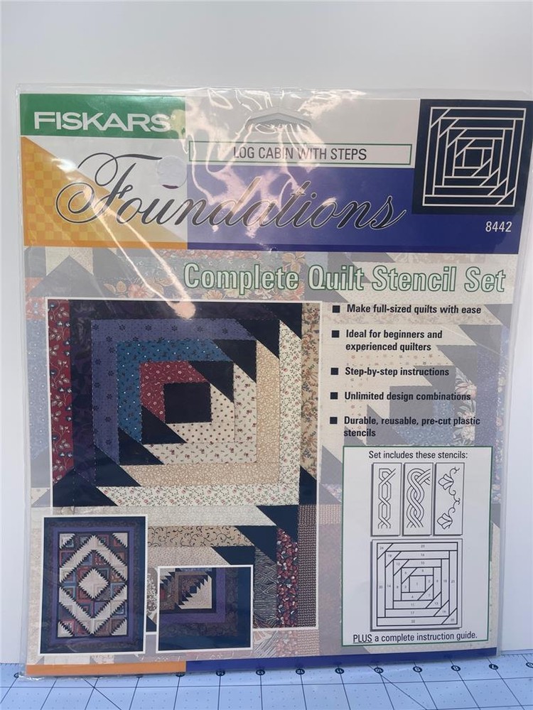 FISKARS FOUNDATIONS Quilt Stencil Set - LOG CABIN WITH STEPS  - NEW
