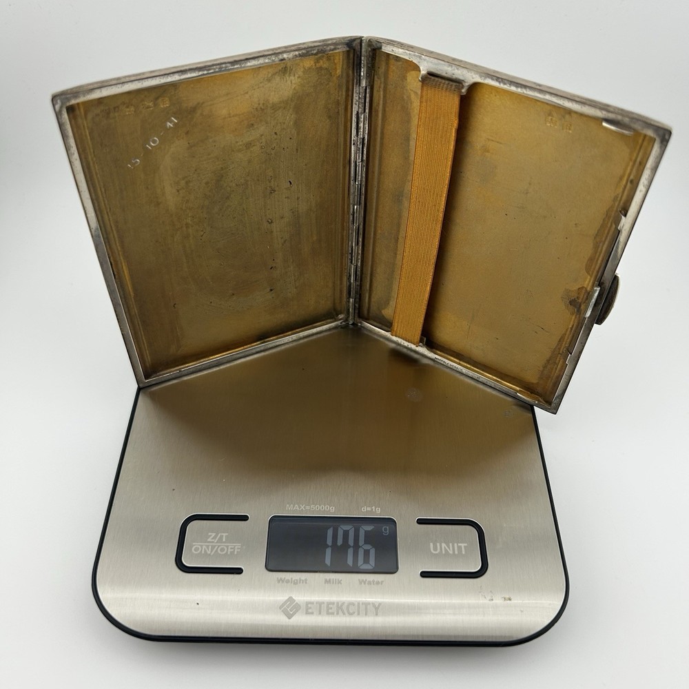 George VI Solid Sterling Silver Cigarette Case - Mappin & Webb - 1941 - 178g