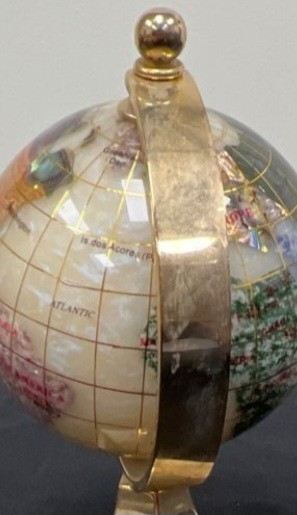 Vintage Small Gemstone And Brass 6" Desk Globe