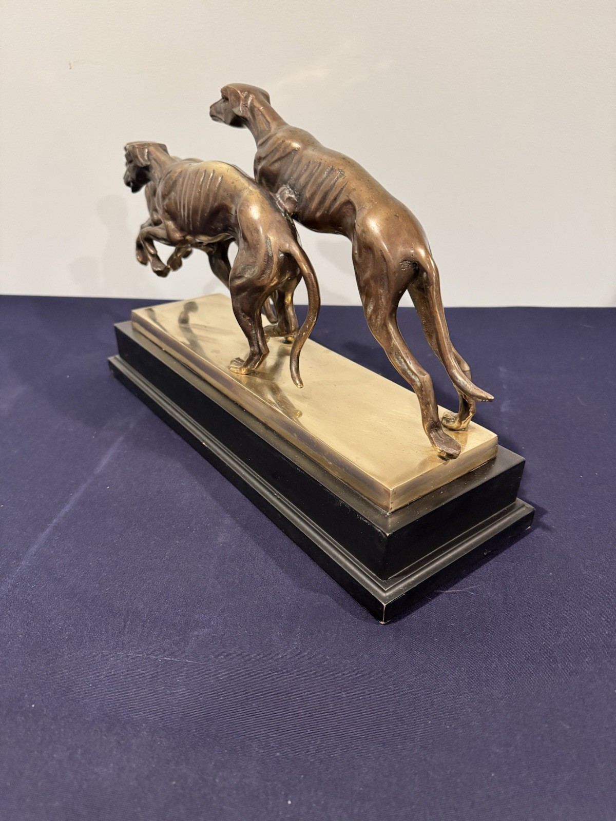 Beautiful and Rare 3 Greyhounds Racing Bronze Sculpture/Statue