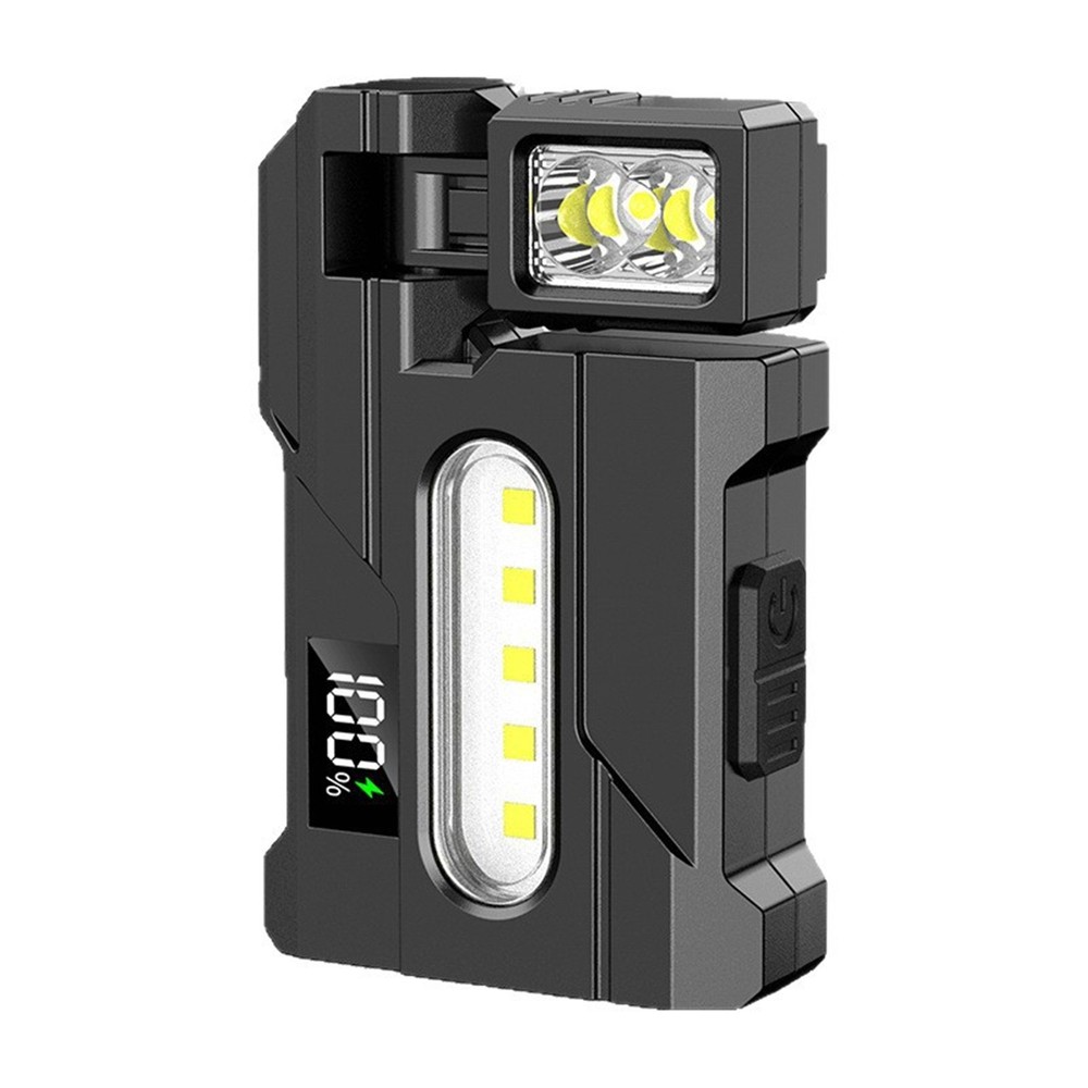 LED Magnetic Work Light USB Rechargeable Flashlight with Side White Red Blue LED