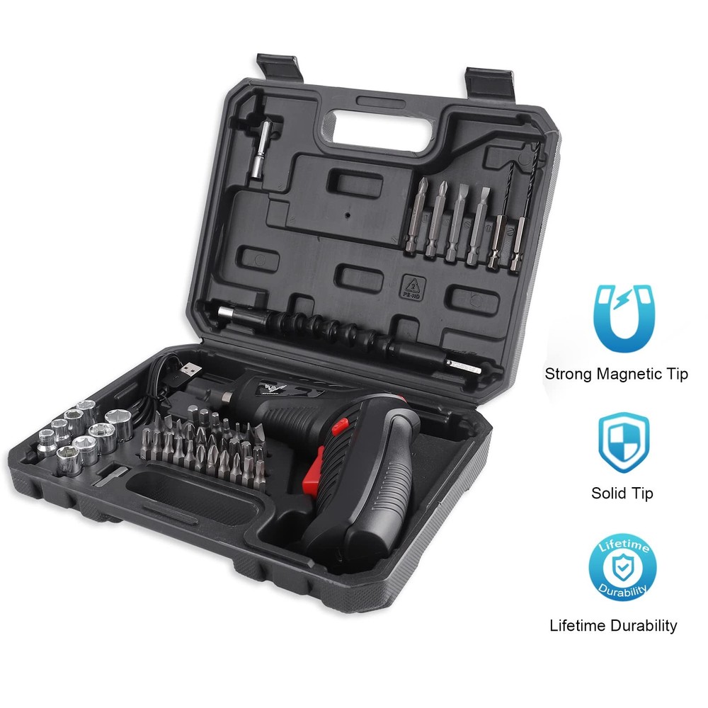 44PCS Small Mini Electric Rechargeable Cordless Screwdriver Drill Set with Bits