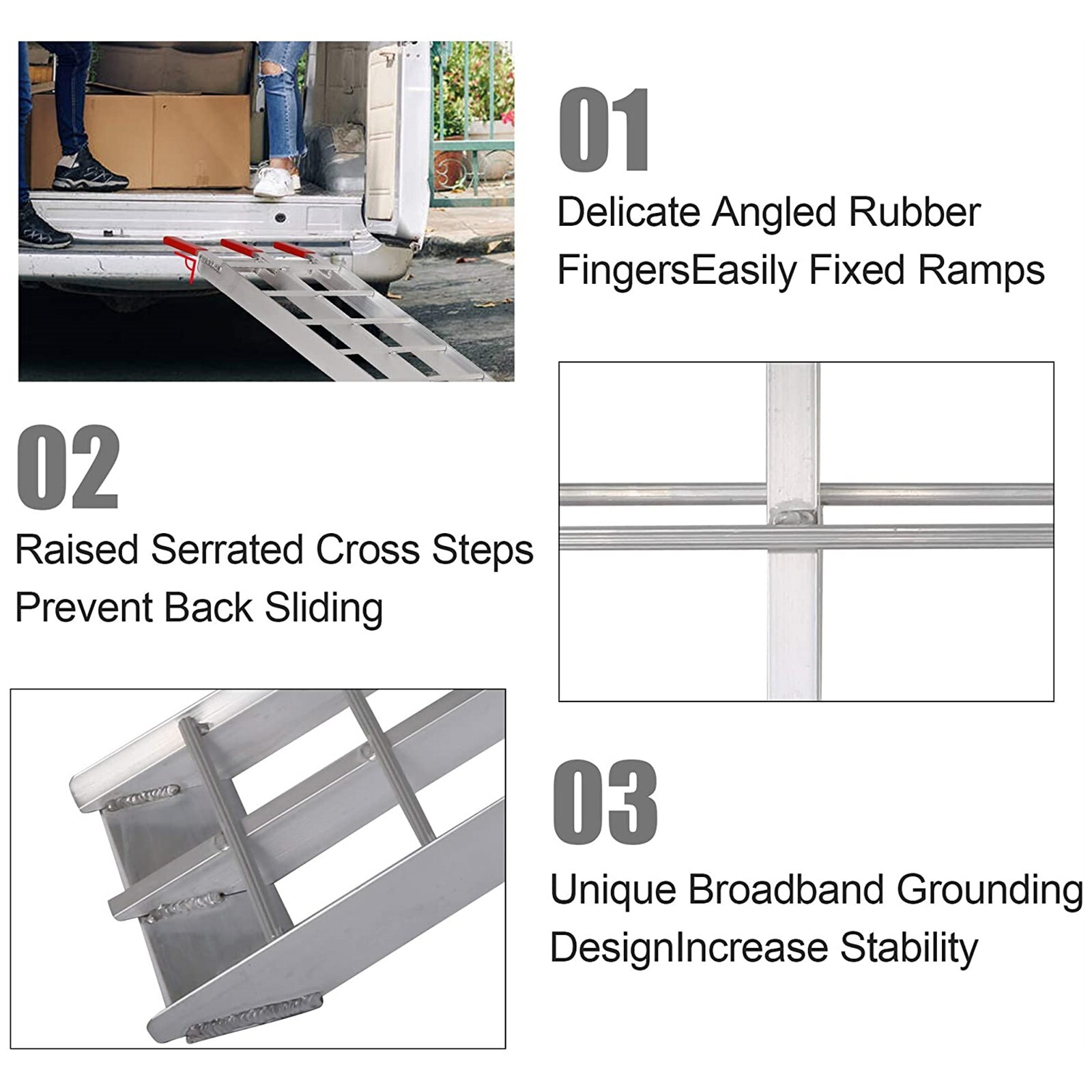VILOBOS 7.5' Set of 2 Truck ATV Folding Aluminum Loading Ramps 1500 lbs Capacity