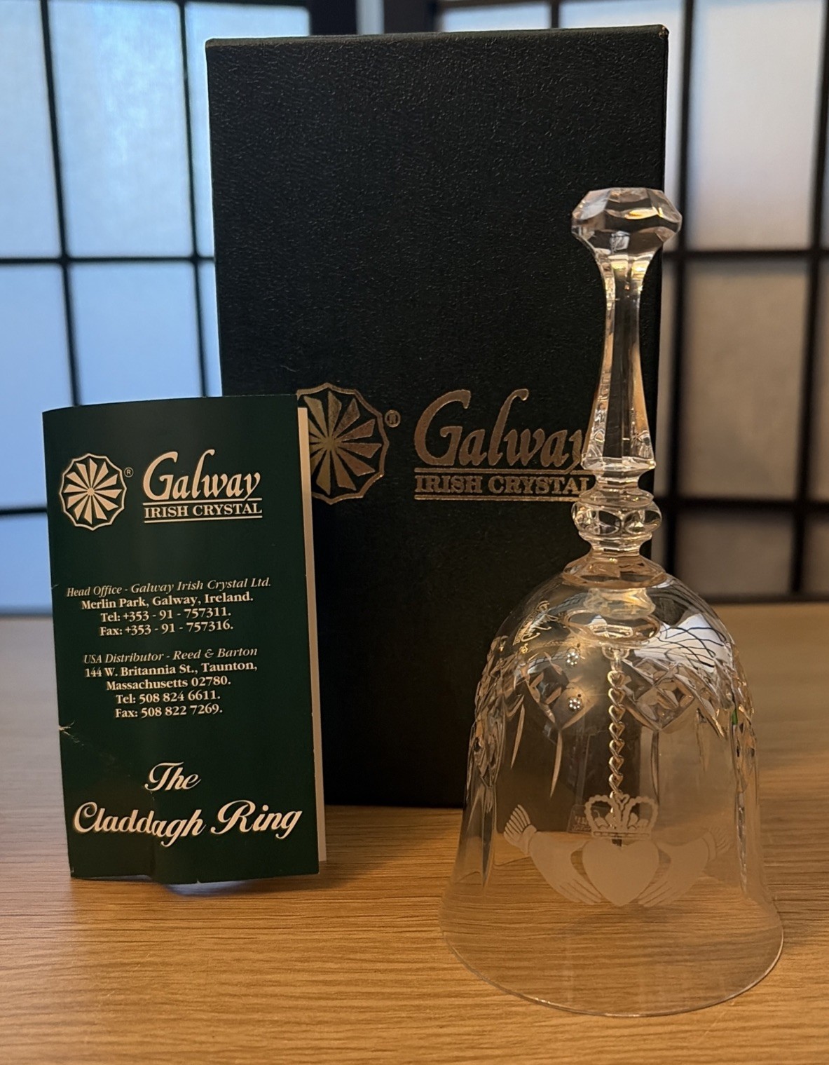 Original GALWAY Cut Crystal Bell Hands Heart Crown Claddagh Etched IRELAND