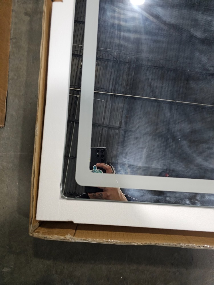 Round Corner Rectangular Frameless 36" W x 36" H Wall Mount LED Bathroom Mirror