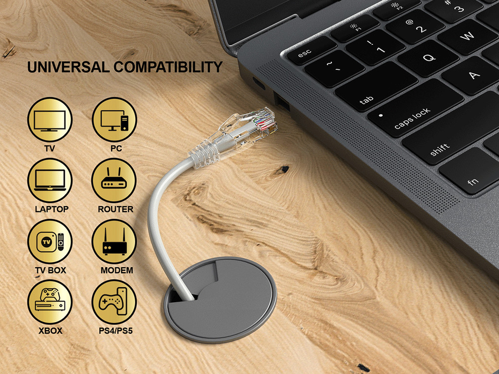 1ft Slim Cat6 28AWG UTP Ethernet Network Patch Cable Snagless, Gray
