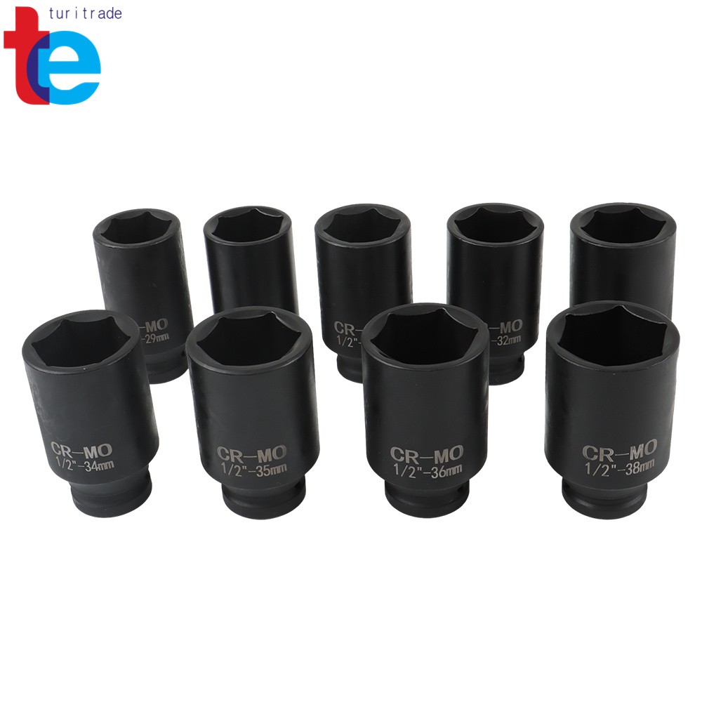 Deep Impact Socket Set 9Pcs 1/2" Drive Metric Axle Hub Nut Socket 29-38mm