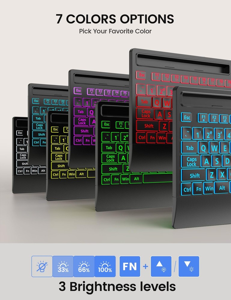 SABLUTE Large Print Backlit Keyboard, USB Wired Computer Keyboard with Black