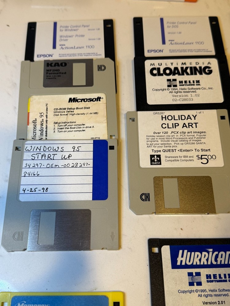 Vintage PC 3.5 Floppy Disk Software OS Programs 3 1/2 Inch DOS Windows