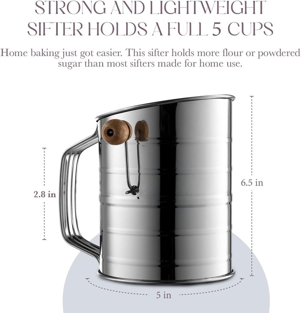 Compact 5 Cup Flour Sifter for Precision Sifting