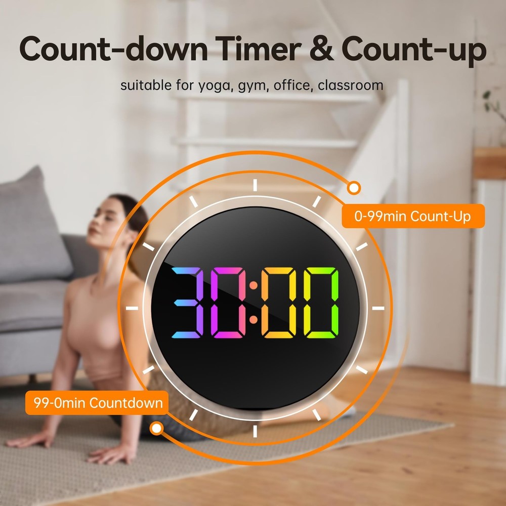 JALL 10" Large Digital Wall Clock with Seconds, Alarm Countdown Timer, Big LE...