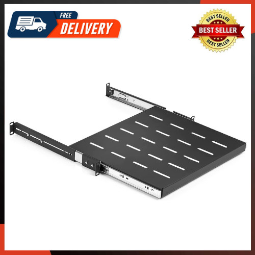 1U Sliding Rack Shelf 19" Server Rack Mount Cabinet 14"-22" Adjustable Depth 4