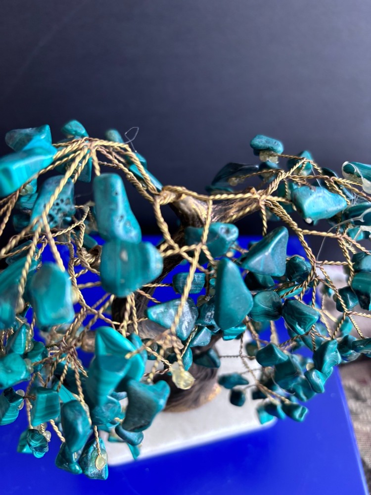 MALACHITE, BRONZE, TREE MARBLE BASE