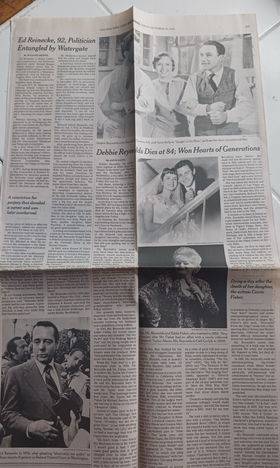 Debbie Reynolds 84 George S. Irving Actor   Obituary New York Times 2016