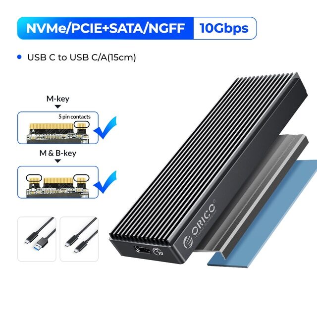 Type-C M-Key 20Gbps M.2 NVMe SSD Enclosure Adapter USB3.2 Gen2 to SSD NVMe