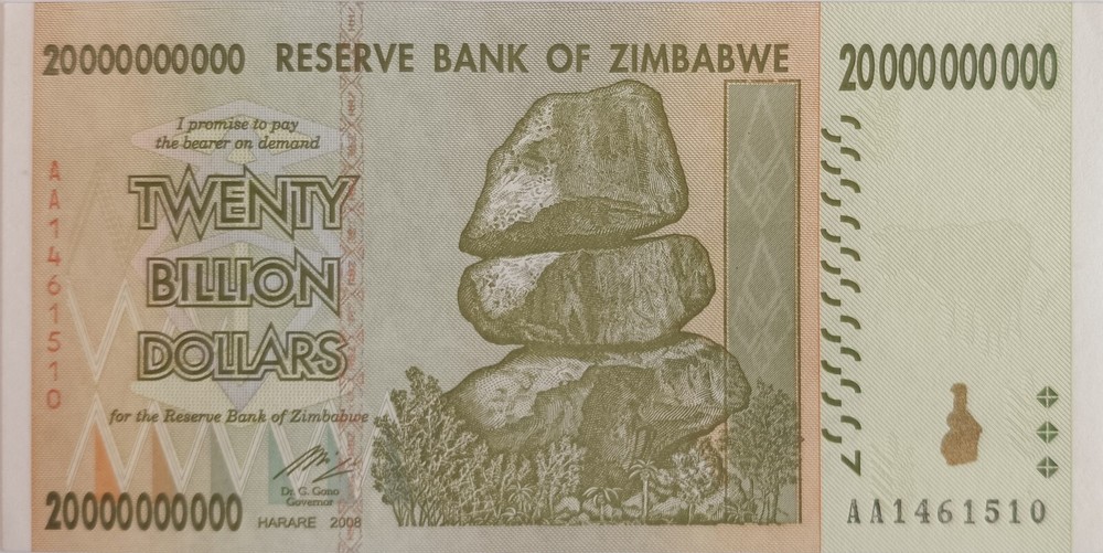 Zimbabwe: P#86 1 x 20 Billion Dollars 2008 Uncirculated Banknote