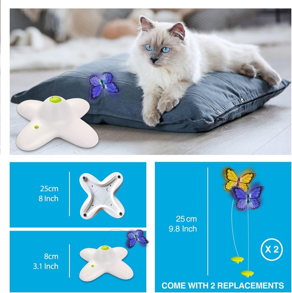All for Paws Cat Toys Interactive Butterfly Flutter Bug Automatic White