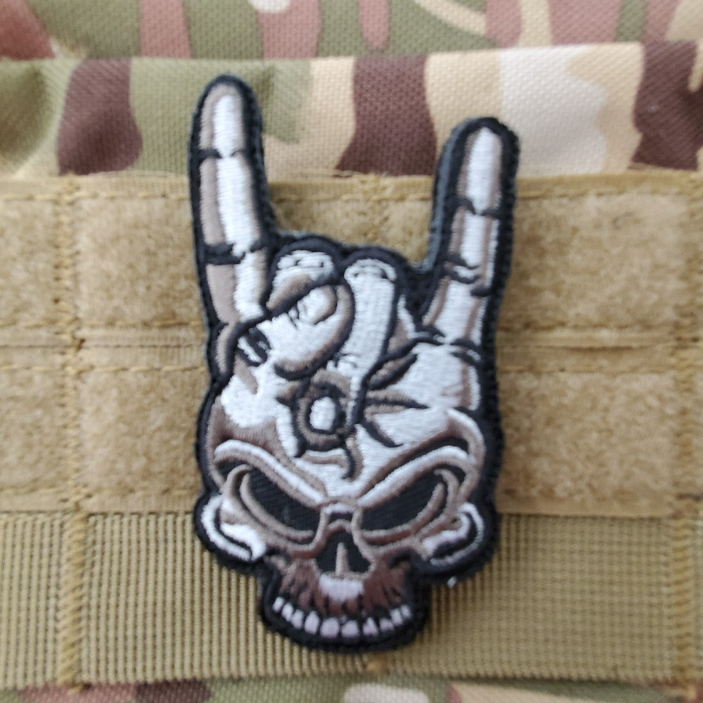 SKULL HAND Fun Sarcastic Tactical Morale Patch Hook and Loop