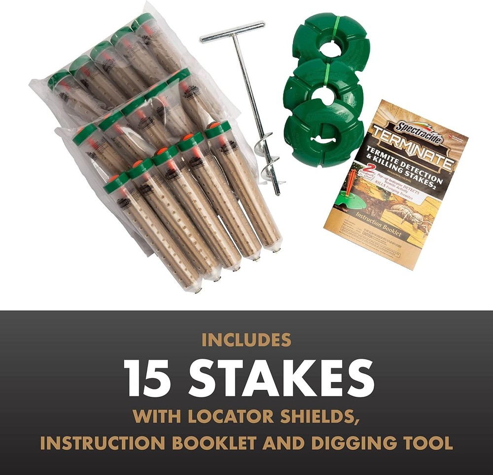 Spectracide Terminate Termite Stakes - 15 Count Detection & Killing Kit