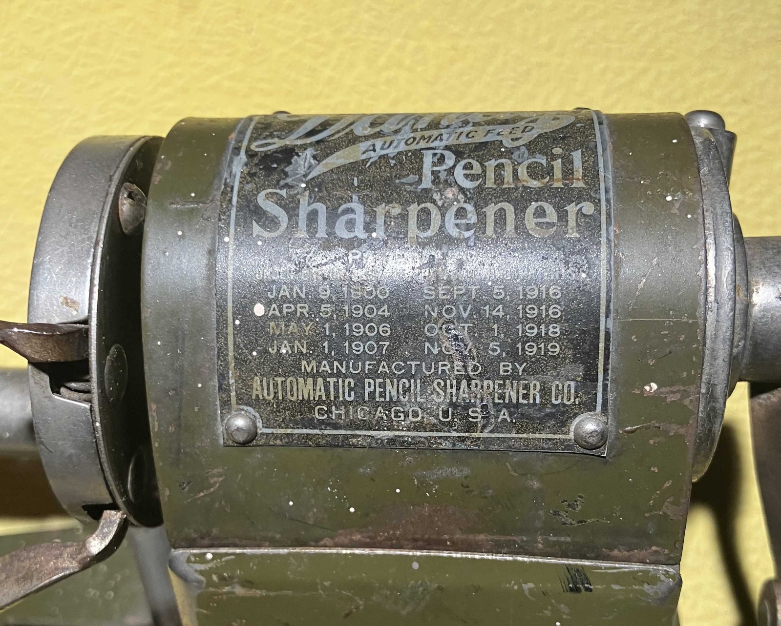 Dandy Automatic Feed Pencil Sharpener - Antique Pencil Sharpener Patent 1919
